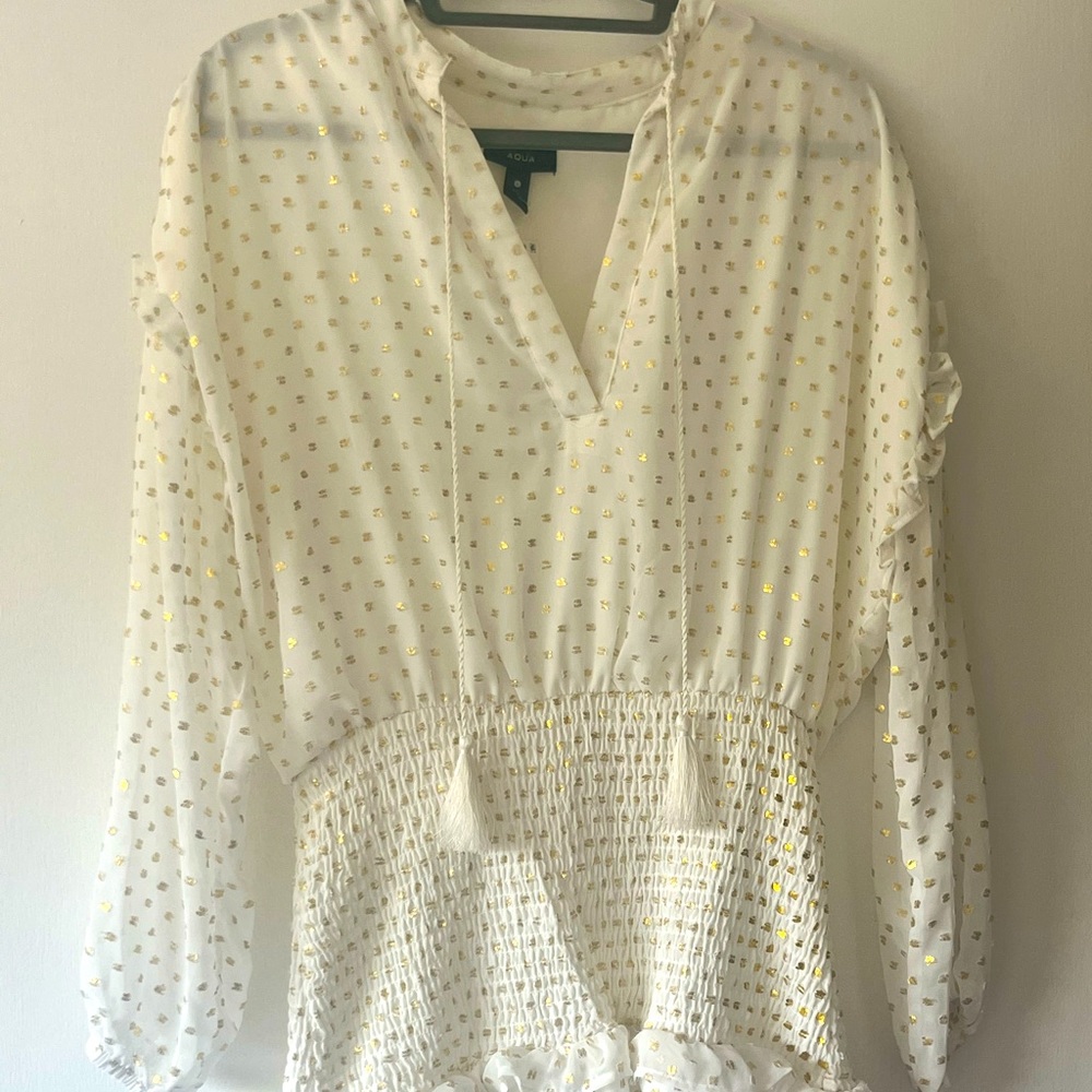 New Aqua dress white and Gold